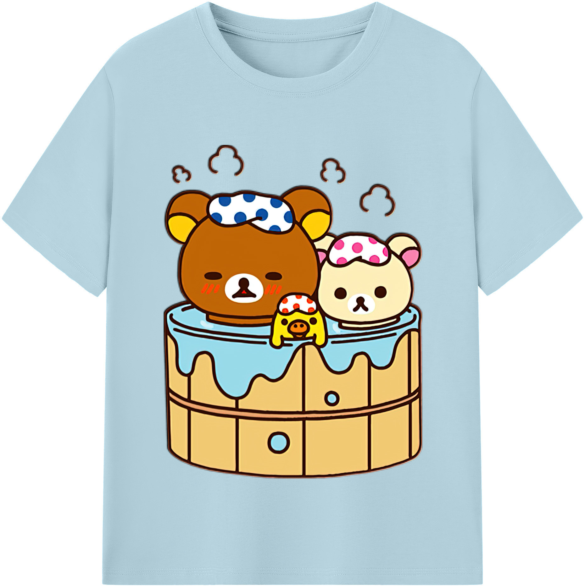 （画像用） リラックマ リラックマ キイロイトリ Rilakkuma Korilakkuma Kiiroitori 綿100％半袖Tシャツ（フロントプリント）